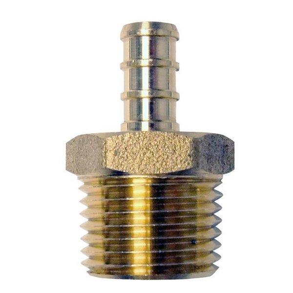 Apollo Valves Pipe Adapter, 38 x 12 in, Barb x MPT, Brass, 200 psi Pressure APXMA3812